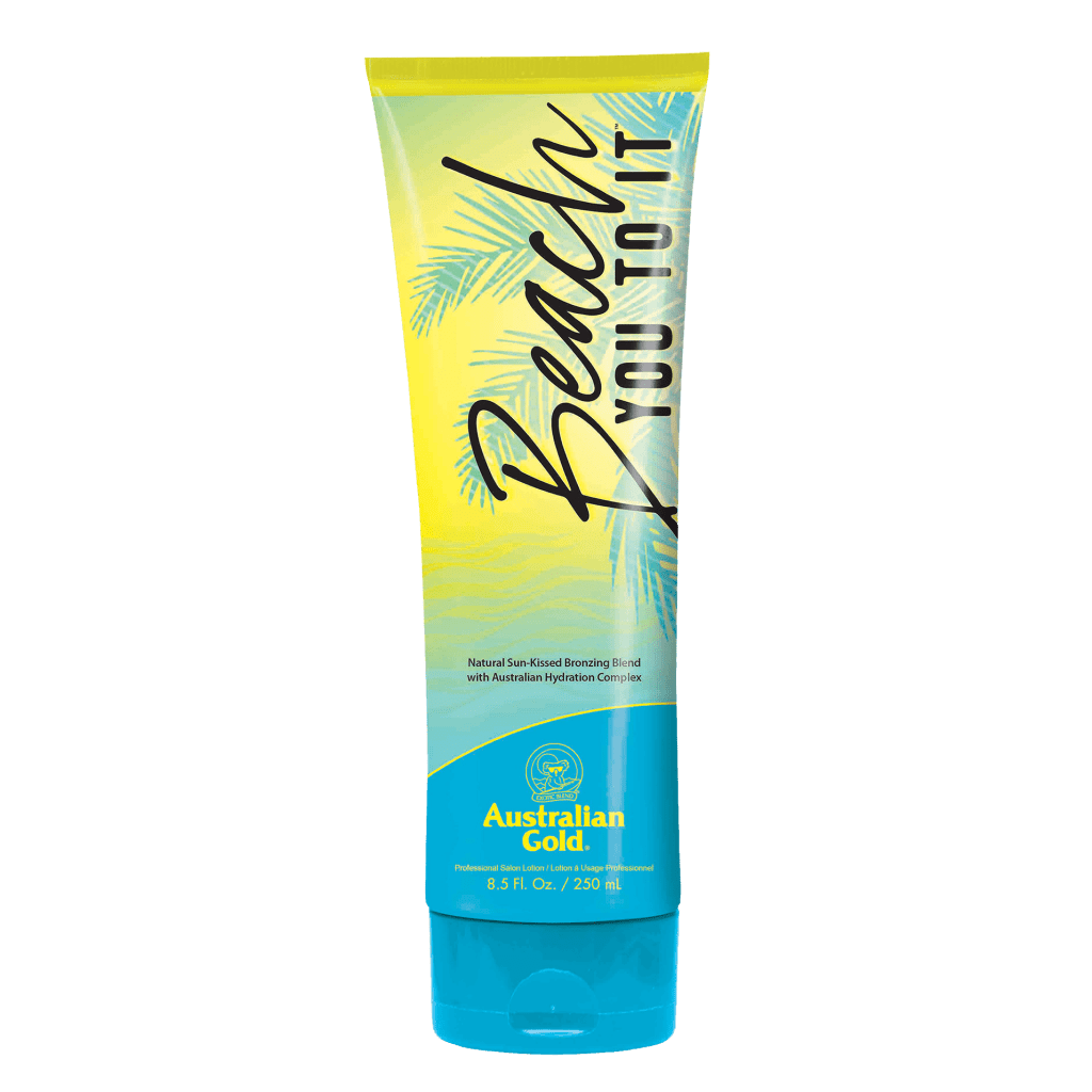 Beach You To It tanning lotion bottle with natural bronzing blend to hydrate skin and give smooth radiant colour.