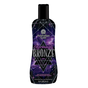 Charmingly Bronze tanning lotion bottle with natural bronzers and moisturisers for warm radiant glowing skin.