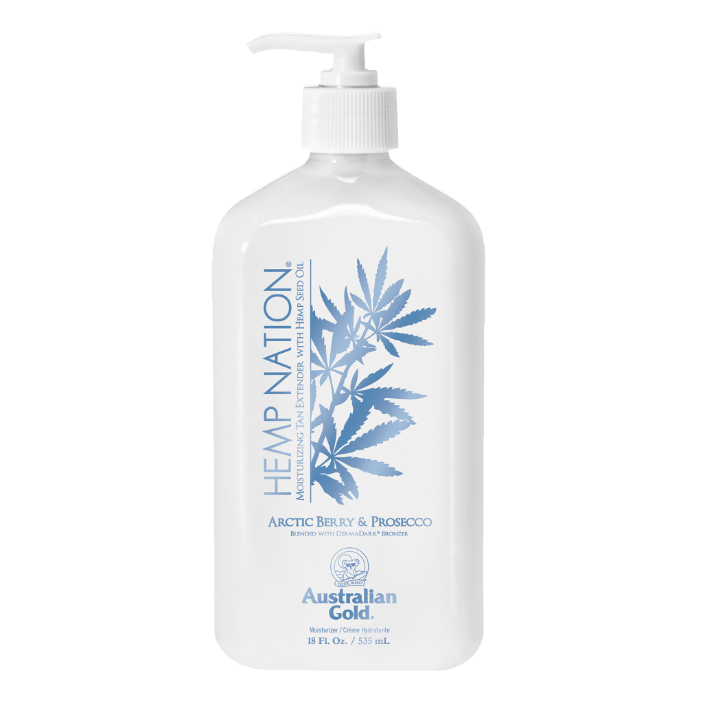 Hemp Nation Arctic Berries and Prosecco lotion bottle with fruity nourishing formula that hydrates skin and boosts glow.