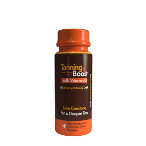 Tanning Boost shot bottle with skin loving hydrators to enhance natural colour for a richer radiant bronze finish.